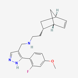 molecular formula C20H24FN3O B3790299 2-[(1S,2S,4S)-2-bicyclo[2.2.1]hept-5-enyl]-N-[[5-(2-fluoro-4-methoxyphenyl)-1H-pyrazol-4-yl]methyl]ethanamine 