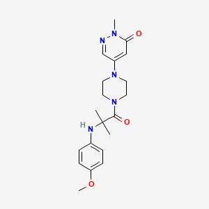 molecular formula C20H27N5O3 B3790310 5-[4-[2-(4-Methoxyanilino)-2-methylpropanoyl]piperazin-1-yl]-2-methylpyridazin-3-one 