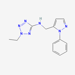 molecular formula C13H15N7 B3790329 2-ethyl-N-[(1-phenyl-1H-pyrazol-5-yl)methyl]-2H-tetrazol-5-amine 