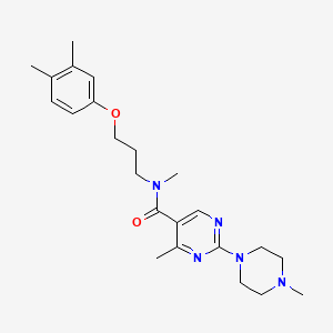 molecular formula C23H33N5O2 B3790343 N-[3-(3,4-dimethylphenoxy)propyl]-N,4-dimethyl-2-(4-methylpiperazin-1-yl)pyrimidine-5-carboxamide 