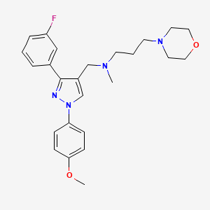 molecular formula C25H31FN4O2 B3790352 N-{[3-(3-fluorophenyl)-1-(4-methoxyphenyl)-1H-pyrazol-4-yl]methyl}-N-methyl-3-(4-morpholinyl)-1-propanamine 