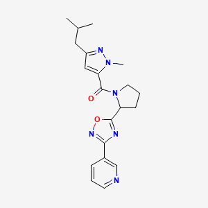 molecular formula C20H24N6O2 B3790383 3-(5-{1-[(3-isobutyl-1-methyl-1H-pyrazol-5-yl)carbonyl]pyrrolidin-2-yl}-1,2,4-oxadiazol-3-yl)pyridine 