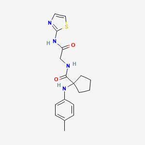 molecular formula C18H22N4O2S B3790385 1-[(4-methylphenyl)amino]-N-[2-oxo-2-(1,3-thiazol-2-ylamino)ethyl]cyclopentanecarboxamide 