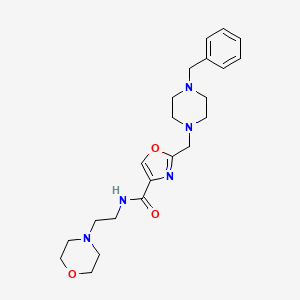 molecular formula C22H31N5O3 B3790392 2-[(4-benzyl-1-piperazinyl)methyl]-N-[2-(4-morpholinyl)ethyl]-1,3-oxazole-4-carboxamide 