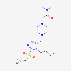 molecular formula C19H33N5O4S B3790411 2-(4-{[2-[(cyclopropylmethyl)sulfonyl]-1-(2-methoxyethyl)-1H-imidazol-5-yl]methyl}-1-piperazinyl)-N,N-dimethylacetamide 