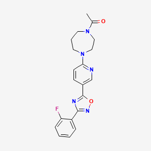 molecular formula C20H20FN5O2 B3790414 1-acetyl-4-{5-[3-(2-fluorophenyl)-1,2,4-oxadiazol-5-yl]-2-pyridinyl}-1,4-diazepane 