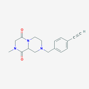 molecular formula C17H19N3O2 B3790443 8-(4-ethynylbenzyl)-2-methyltetrahydro-2H-pyrazino[1,2-a]pyrazine-1,4(3H,6H)-dione 