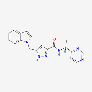 5-(indol-1-ylmethyl)-N-(1-pyrimidin-4-ylethyl)-1H-pyrazole-3-carboxamide