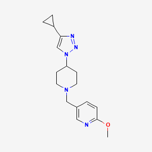 molecular formula C17H23N5O B3790453 5-{[4-(4-cyclopropyl-1H-1,2,3-triazol-1-yl)-1-piperidinyl]methyl}-2-methoxypyridine trifluoroacetate 