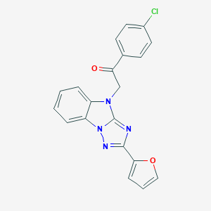 molecular formula C20H13ClN4O2 B379048 1-(4-chlorophenyl)-2-[2-(2-furyl)-4H-[1,2,4]triazolo[1,5-a]benzimidazol-4-yl]ethanone 