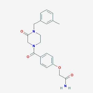 molecular formula C21H23N3O4 B3790576 2-(4-{[4-(3-methylbenzyl)-3-oxopiperazin-1-yl]carbonyl}phenoxy)acetamide 