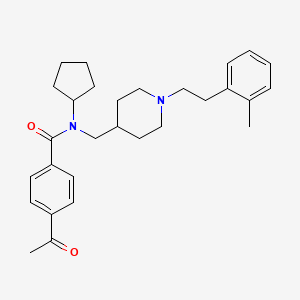 molecular formula C29H38N2O2 B3790598 4-acetyl-N-cyclopentyl-N-({1-[2-(2-methylphenyl)ethyl]-4-piperidinyl}methyl)benzamide 