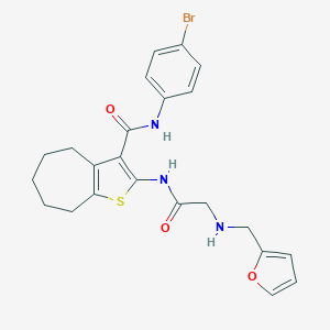 molecular formula C23H24BrN3O3S B379061 N-(4-bromophenyl)-2-({[(2-furylmethyl)amino]acetyl}amino)-5,6,7,8-tetrahydro-4H-cyclohepta[b]thiophene-3-carboxamide 
