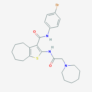molecular formula C24H30BrN3O2S B379062 2-[(azepan-1-ylacetyl)amino]-N-(4-bromophenyl)-5,6,7,8-tetrahydro-4H-cyclohepta[b]thiophene-3-carboxamide 