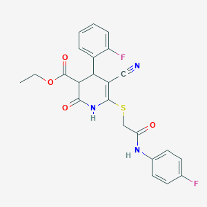 molecular formula C23H19F2N3O4S B379064 ethyl 5-cyano-6-[2-(4-fluoroanilino)-2-oxoethyl]sulfanyl-4-(2-fluorophenyl)-2-oxo-3,4-dihydro-1H-pyridine-3-carboxylate CAS No. 663218-09-5