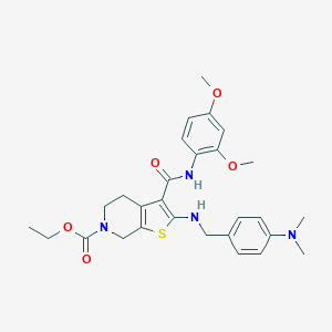 ethyl 3-[(2,4-dimethoxyanilino)carbonyl]-2-{[4-(dimethylamino)benzyl]amino}-4,7-dihydrothieno[2,3-c]pyridine-6(5H)-carboxylate