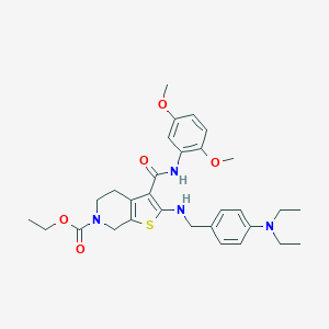 molecular formula C30H38N4O5S B379070 ethyl 2-{[4-(diethylamino)benzyl]amino}-3-[(2,5-dimethoxyanilino)carbonyl]-4,7-dihydrothieno[2,3-c]pyridine-6(5H)-carboxylate 