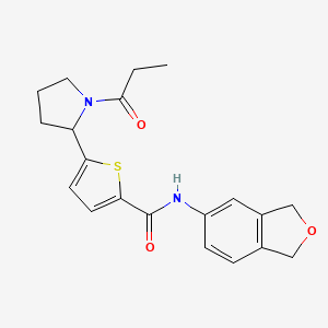 molecular formula C20H22N2O3S B3790706 N-(1,3-dihydro-2-benzofuran-5-yl)-5-(1-propanoylpyrrolidin-2-yl)thiophene-2-carboxamide 