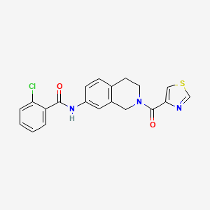 molecular formula C20H16ClN3O2S B3790711 2-chloro-N-[2-(1,3-thiazol-4-ylcarbonyl)-1,2,3,4-tetrahydro-7-isoquinolinyl]benzamide 