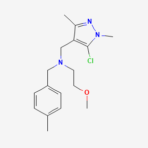 molecular formula C17H24ClN3O B3790719 N-[(5-chloro-1,3-dimethyl-1H-pyrazol-4-yl)methyl]-2-methoxy-N-(4-methylbenzyl)ethanamine 