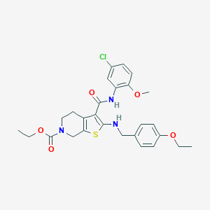 molecular formula C27H30ClN3O5S B379072 ethyl 3-[(5-chloro-2-methoxyanilino)carbonyl]-2-[(4-ethoxybenzyl)amino]-4,7-dihydrothieno[2,3-c]pyridine-6(5H)-carboxylate 