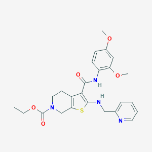 ethyl 3-[(2,4-dimethoxyanilino)carbonyl]-2-[(2-pyridinylmethyl)amino]-4,7-dihydrothieno[2,3-c]pyridine-6(5H)-carboxylate