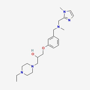 molecular formula C22H35N5O2 B3790744 1-(4-ethyl-1-piperazinyl)-3-[3-({methyl[(1-methyl-1H-imidazol-2-yl)methyl]amino}methyl)phenoxy]-2-propanol 