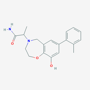 molecular formula C19H22N2O3 B3790755 2-[9-hydroxy-7-(2-methylphenyl)-2,3-dihydro-1,4-benzoxazepin-4(5H)-yl]propanamide 