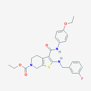 molecular formula C26H28FN3O4S B379076 ethyl 3-[(4-ethoxyanilino)carbonyl]-2-[(3-fluorobenzyl)amino]-4,7-dihydrothieno[2,3-c]pyridine-6(5H)-carboxylate 