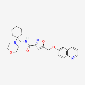 molecular formula C25H30N4O4 B3790788 N-{[1-(4-morpholinyl)cyclohexyl]methyl}-5-[(6-quinolinyloxy)methyl]-3-isoxazolecarboxamide 