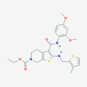 ethyl 3-[(2,4-dimethoxyanilino)carbonyl]-2-{[(3-methyl-2-thienyl)methyl]amino}-4,7-dihydrothieno[2,3-c]pyridine-6(5H)-carboxylate