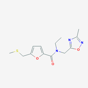 molecular formula C13H17N3O3S B3790820 N-ethyl-N-[(3-methyl-1,2,4-oxadiazol-5-yl)methyl]-5-[(methylthio)methyl]-2-furamide 