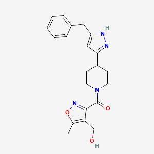 molecular formula C21H24N4O3 B3790828 (3-{[4-(3-benzyl-1H-pyrazol-5-yl)piperidin-1-yl]carbonyl}-5-methylisoxazol-4-yl)methanol 