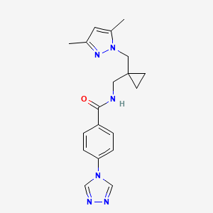 N-({1-[(3,5-dimethyl-1H-pyrazol-1-yl)methyl]cyclopropyl}methyl)-4-(4H-1,2,4-triazol-4-yl)benzamide