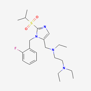 molecular formula C22H35FN4O2S B3790851 N,N,N'-triethyl-N'-{[1-(2-fluorobenzyl)-2-(isopropylsulfonyl)-1H-imidazol-5-yl]methyl}-1,2-ethanediamine 