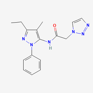 molecular formula C16H18N6O B3790865 N-(5-ethyl-4-methyl-2-phenylpyrazol-3-yl)-2-(triazol-1-yl)acetamide 