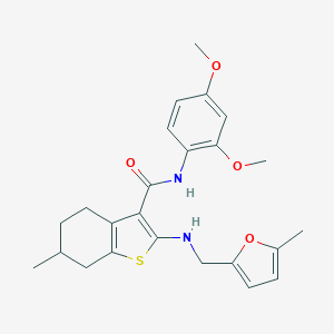 molecular formula C24H28N2O4S B379091 N-(2,4-dimethoxyphenyl)-6-methyl-2-{[(5-methyl-2-furyl)methyl]amino}-4,5,6,7-tetrahydro-1-benzothiophene-3-carboxamide 