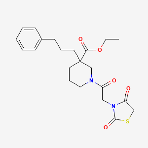 molecular formula C22H28N2O5S B3790915 ethyl 1-[(2,4-dioxo-1,3-thiazolidin-3-yl)acetyl]-3-(3-phenylpropyl)-3-piperidinecarboxylate 