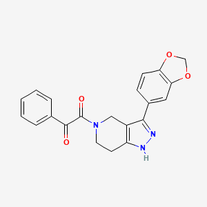 molecular formula C21H17N3O4 B3790927 1-[3-(1,3-Benzodioxol-5-yl)-1,4,6,7-tetrahydropyrazolo[4,3-c]pyridin-5-yl]-2-phenylethane-1,2-dione 