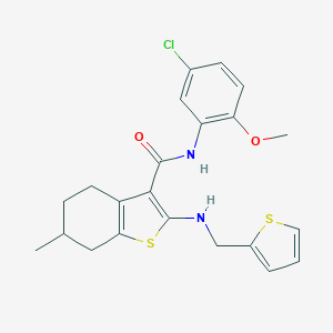 molecular formula C22H23ClN2O2S2 B379093 N-(5-chloro-2-methoxyphenyl)-6-methyl-2-[(2-thienylmethyl)amino]-4,5,6,7-tetrahydro-1-benzothiophene-3-carboxamide 