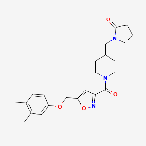 molecular formula C23H29N3O4 B3790982 1-{[1-({5-[(3,4-dimethylphenoxy)methyl]-3-isoxazolyl}carbonyl)-4-piperidinyl]methyl}-2-pyrrolidinone 