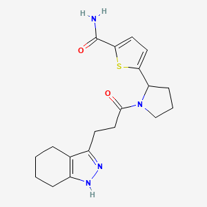 molecular formula C19H24N4O2S B3790986 5-[1-[3-(4,5,6,7-tetrahydro-1H-indazol-3-yl)propanoyl]pyrrolidin-2-yl]thiophene-2-carboxamide 