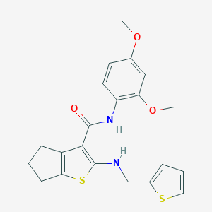 molecular formula C21H22N2O3S2 B379099 N-(2,4-dimethoxyphenyl)-2-[(2-thienylmethyl)amino]-5,6-dihydro-4H-cyclopenta[b]thiophene-3-carboxamide 