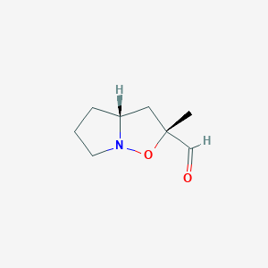 molecular formula C8H13NO2 B037910 (2R,3Ar)-2-methyl-3a,4,5,6-tetrahydro-3H-pyrrolo[1,2-b][1,2]oxazole-2-carbaldehyde CAS No. 120529-84-2