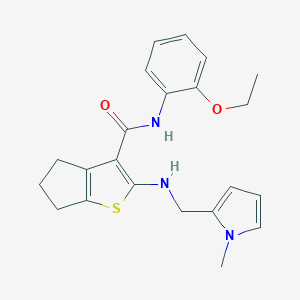 molecular formula C22H25N3O2S B379103 N-(2-ethoxyphenyl)-2-{[(1-methyl-1H-pyrrol-2-yl)methyl]amino}-5,6-dihydro-4H-cyclopenta[b]thiophene-3-carboxamide 