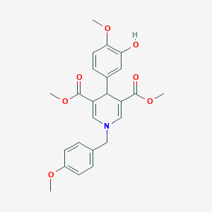molecular formula C24H25NO7 B379113 Dimethyl 4-(3-hydroxy-4-methoxyphenyl)-1-(4-methoxybenzyl)-1,4-dihydropyridine-3,5-dicarboxylate 