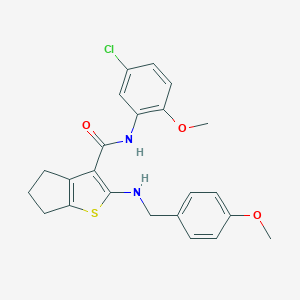 molecular formula C23H23ClN2O3S B379114 N-(5-chloro-2-methoxyphenyl)-2-[(4-methoxybenzyl)amino]-5,6-dihydro-4H-cyclopenta[b]thiophene-3-carboxamide 