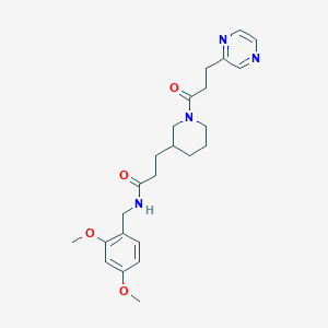 molecular formula C24H32N4O4 B3791160 N-(2,4-dimethoxybenzyl)-3-{1-[3-(2-pyrazinyl)propanoyl]-3-piperidinyl}propanamide 