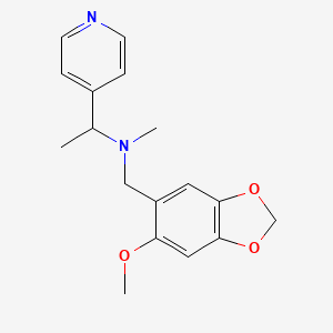 molecular formula C17H20N2O3 B3791162 N-[(6-methoxy-1,3-benzodioxol-5-yl)methyl]-N-methyl-1-pyridin-4-ylethanamine 