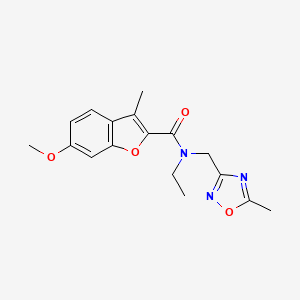 molecular formula C17H19N3O4 B3791202 N-ethyl-6-methoxy-3-methyl-N-[(5-methyl-1,2,4-oxadiazol-3-yl)methyl]-1-benzofuran-2-carboxamide 